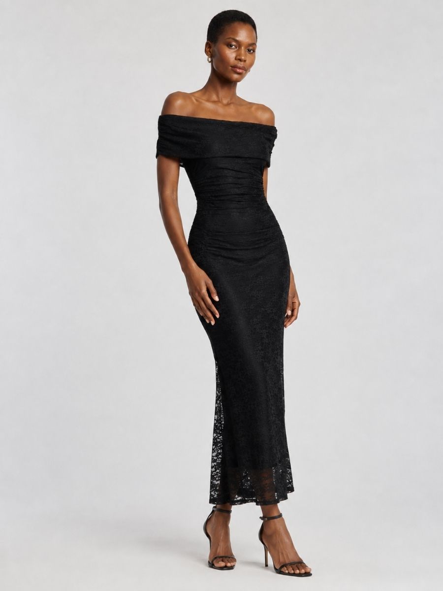 Liv Lace Off-the-Shoulder Midi Dress