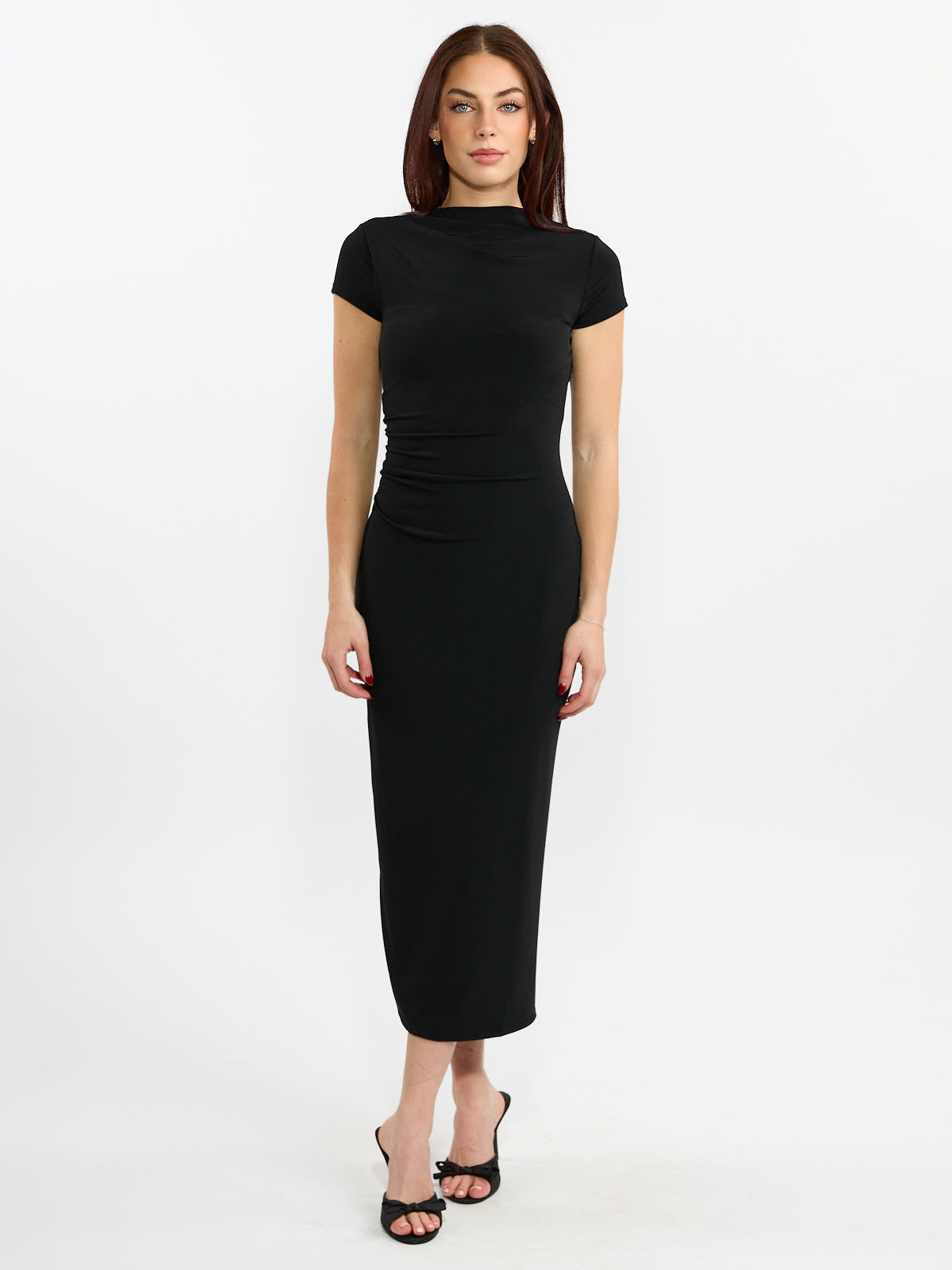 Anika Mock Neck Sleeveless Midi Dress
