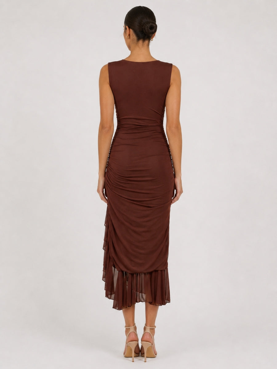 Mira Sleeveless Ruffle Solid Dress