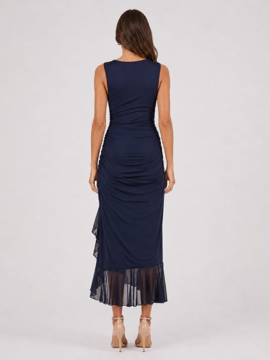 Mira Sleeveless Ruffle Solid Dress