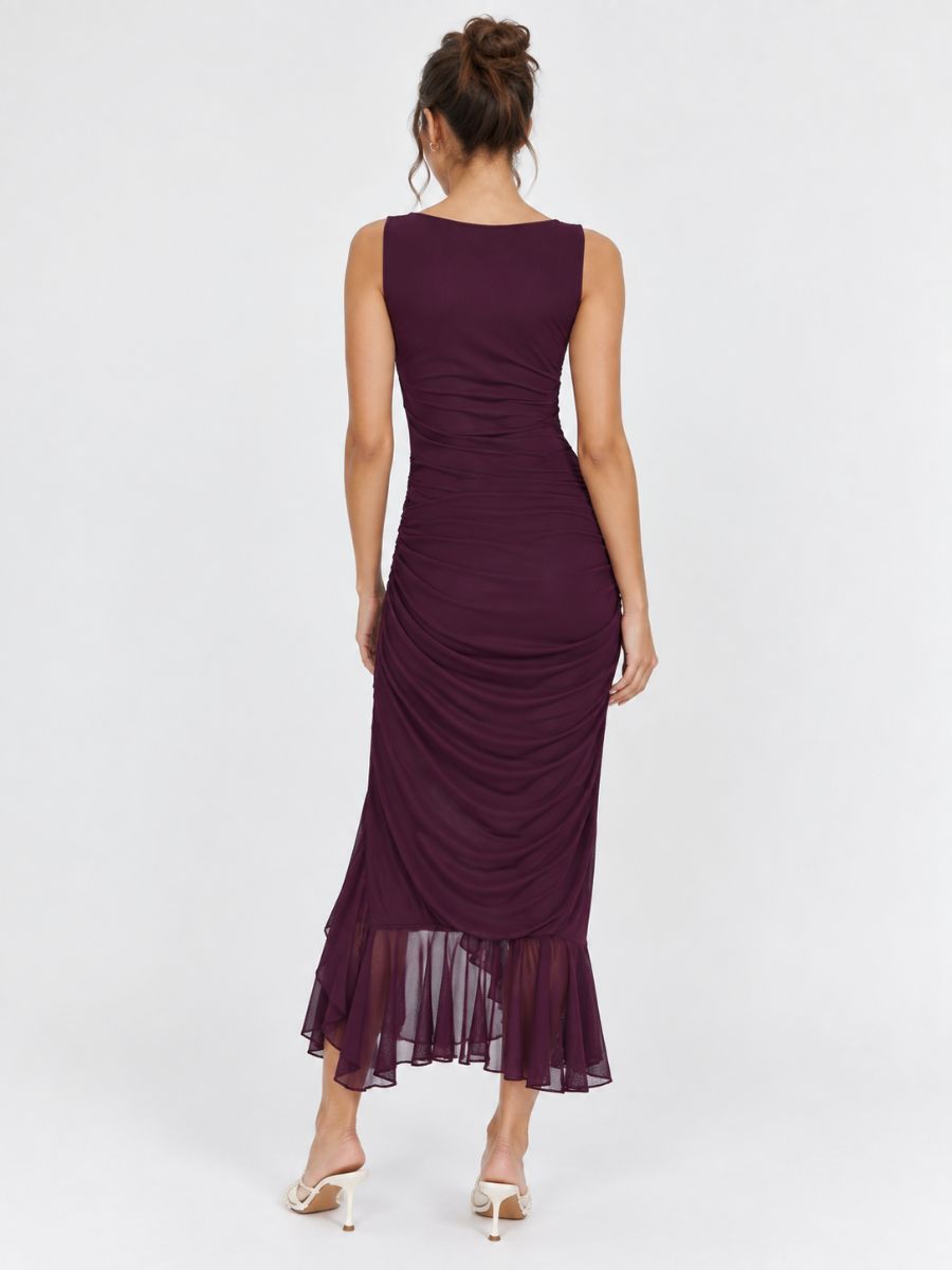 Mira Sleeveless Ruffle Solid Dress