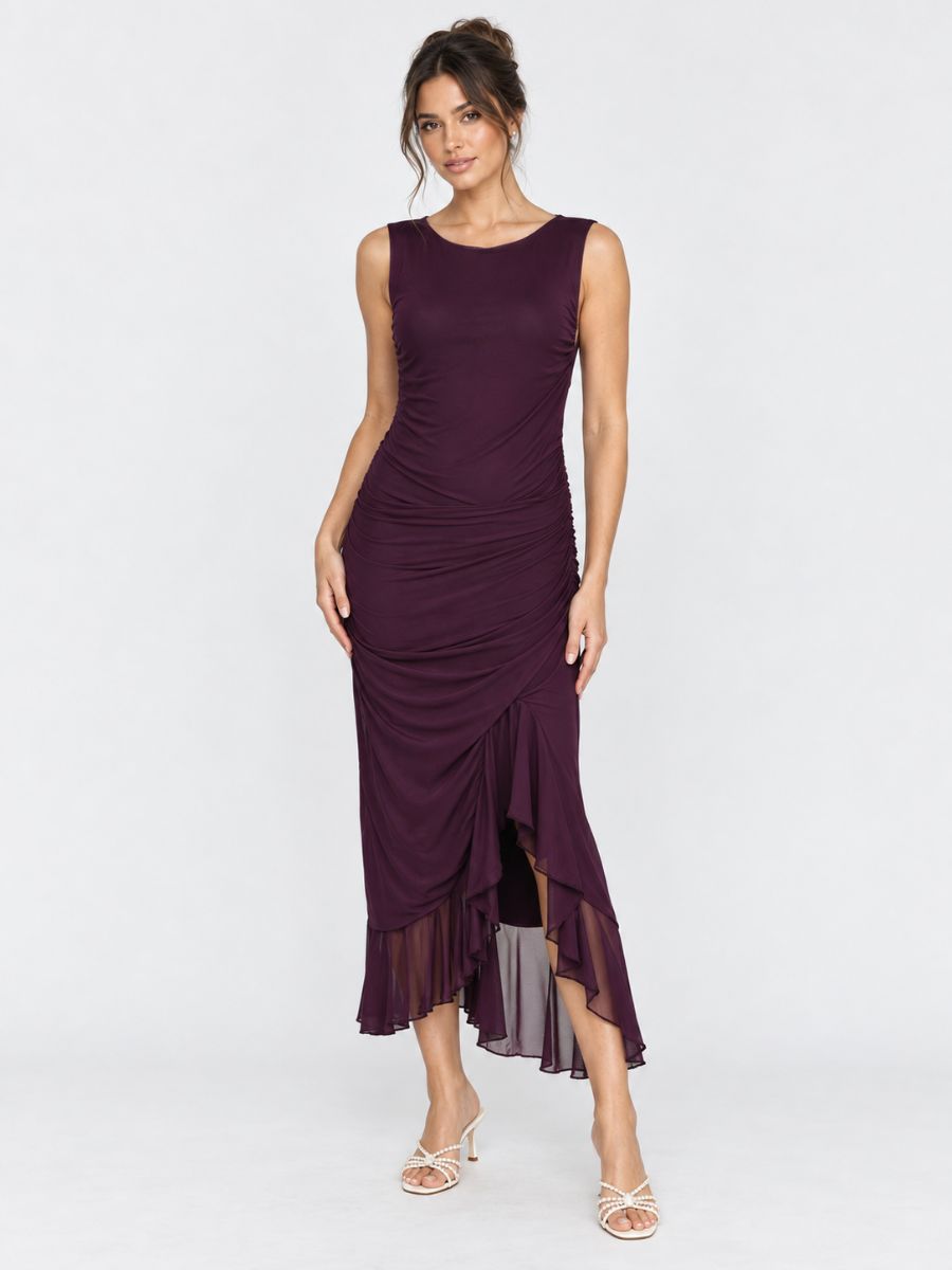 Mira Sleeveless Ruffle Solid Dress