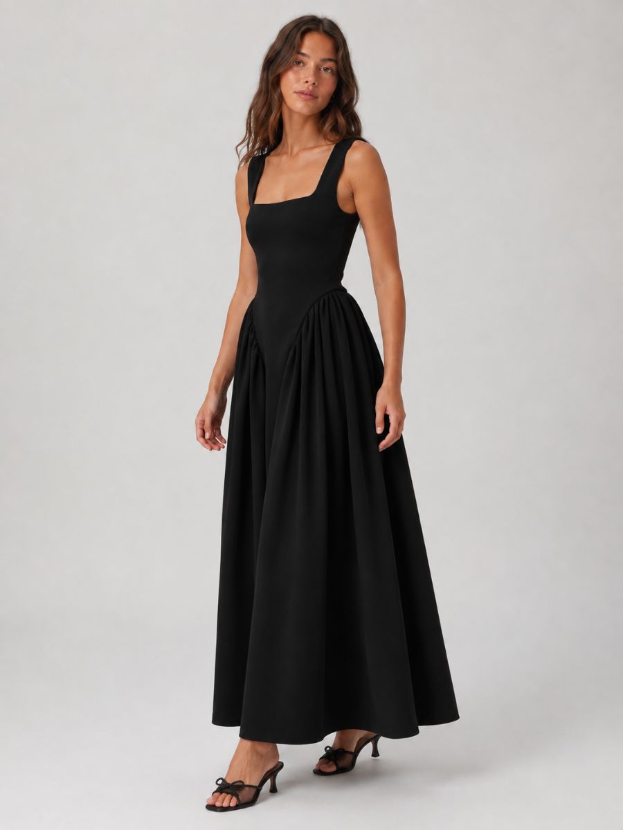 Margot Square Neck Middle V Maxi Dress