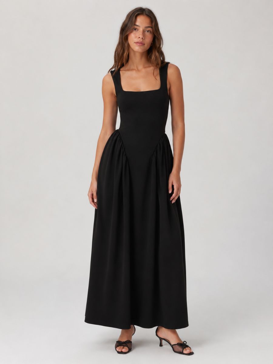 Margot Square Neck Middle V Maxi Dress