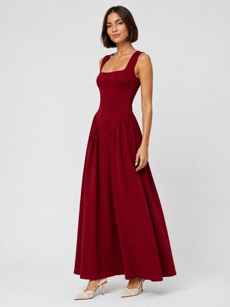 Margot Square Neck Middle V Maxi Dress