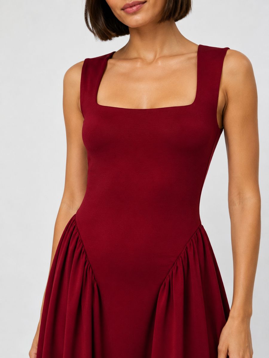 Margot Square Neck Middle V Maxi Dress