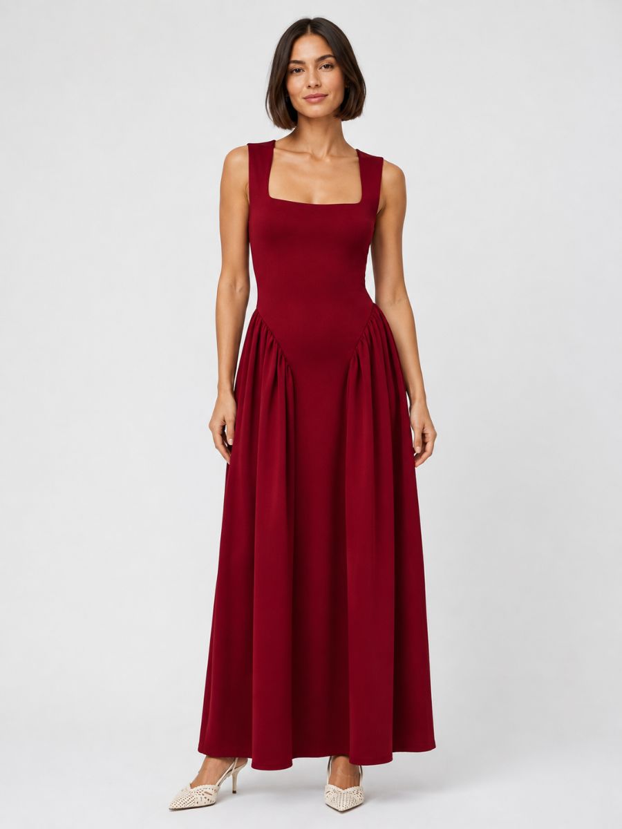 Margot Square Neck Middle V Maxi Dress