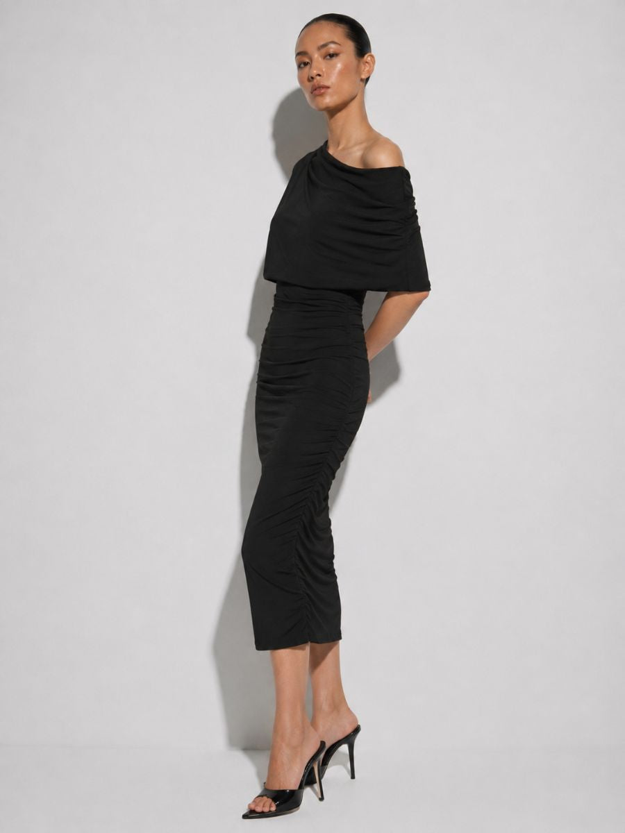Zandie Off-the-Shoulder Jersey Midi Dress
