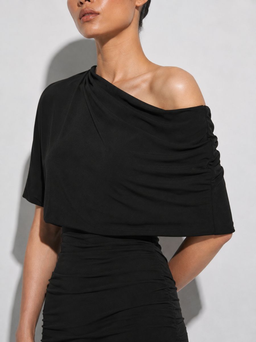 Zandie Off-the-Shoulder Jersey Midi Dress