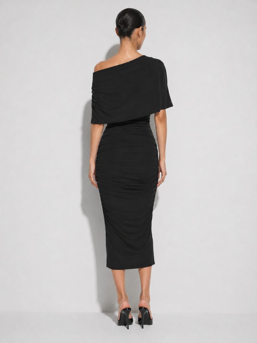 Zandie Off-the-Shoulder Jersey Midi Dress
