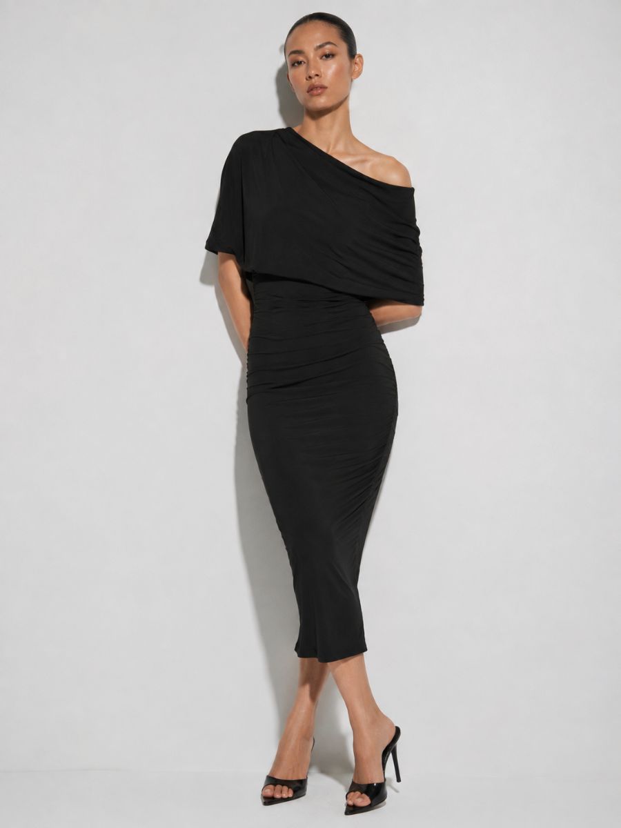 Zandie Off-the-Shoulder Jersey Midi Dress