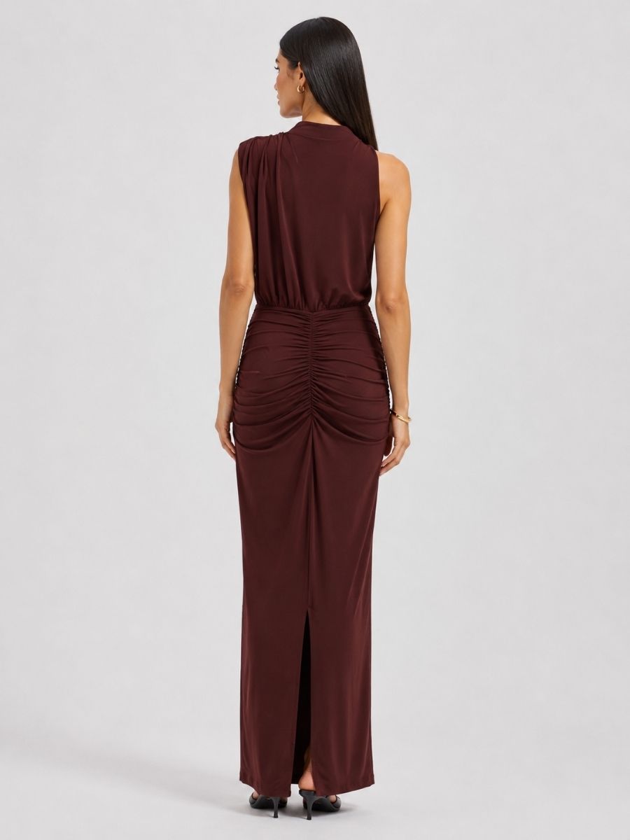 Umaira High Neck Asymmetrical Maxi Dress