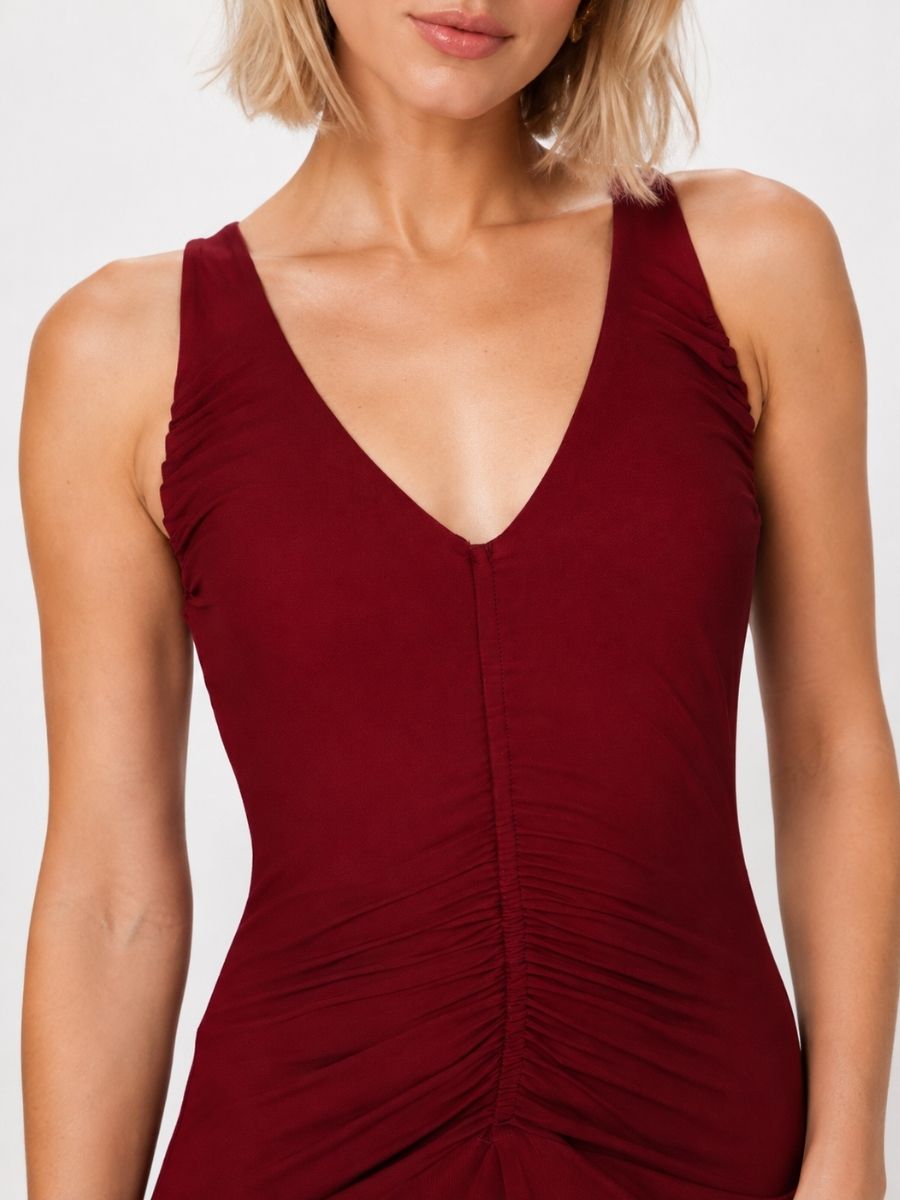 Perrie V-Neck Ruched Maxi Dress