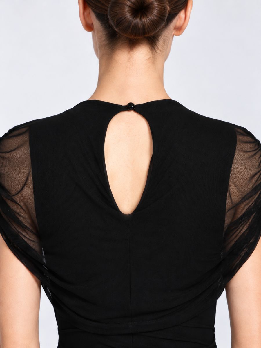 London Mesh Cape Maxi Dress