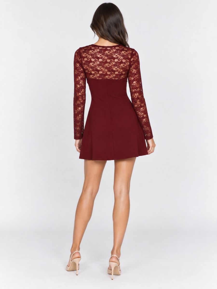 Valerie Square Neck Lace Mini Dress
