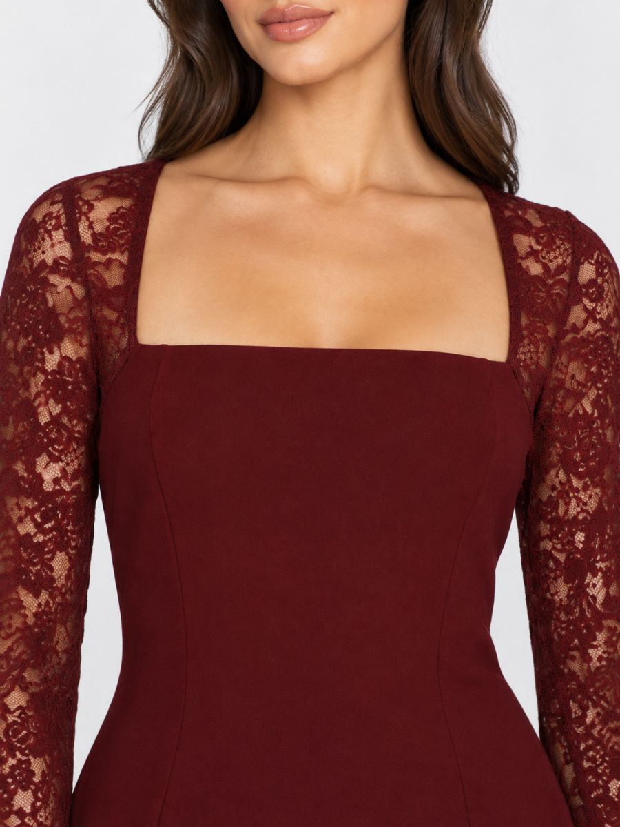Valerie Square Neck Lace Mini Dress