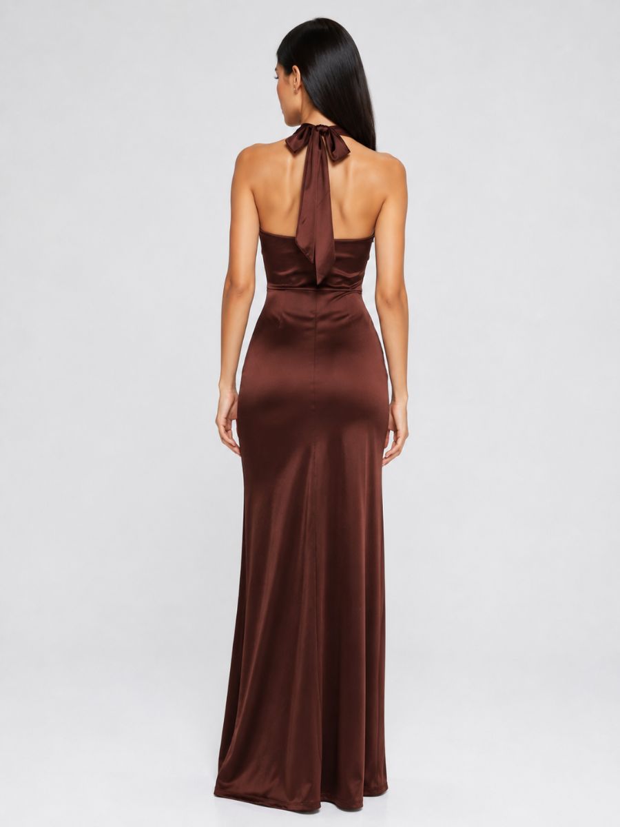 Rosie Satin Halter Maxi Dress