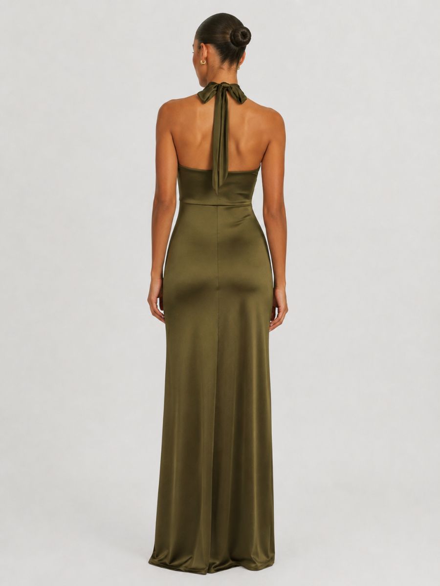 Rosie Satin Halter Maxi Dress