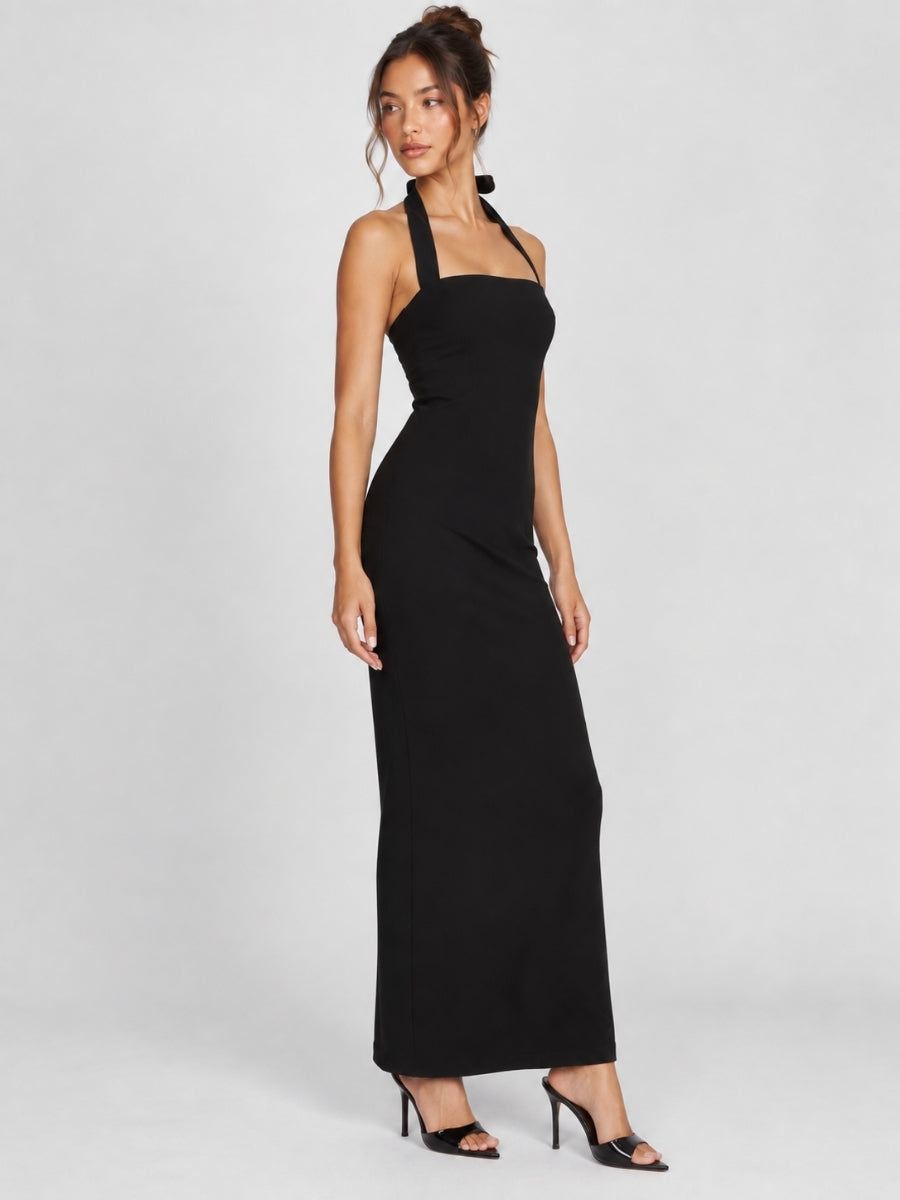 Mia Crepe Halter Midi Dress