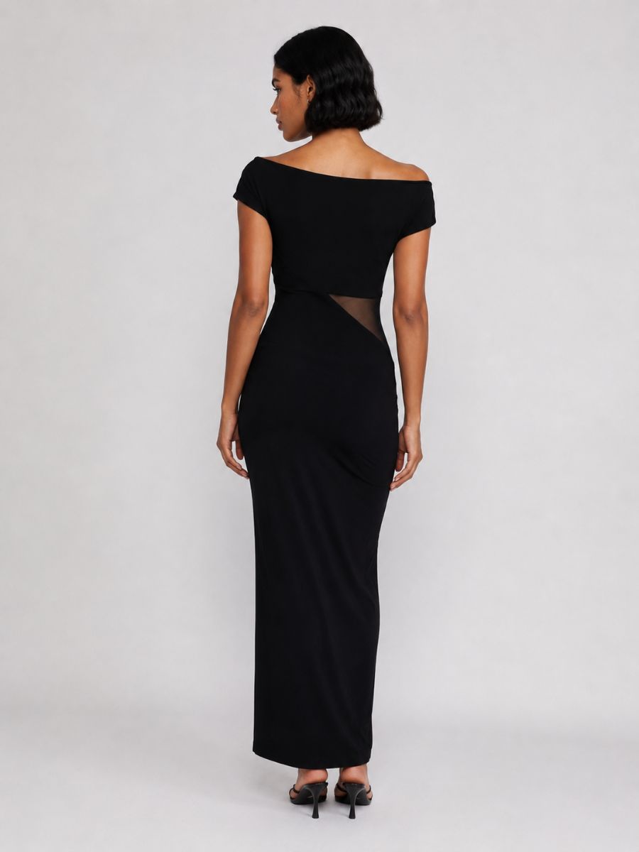 Veda Mesh Side Peep Midi Dress