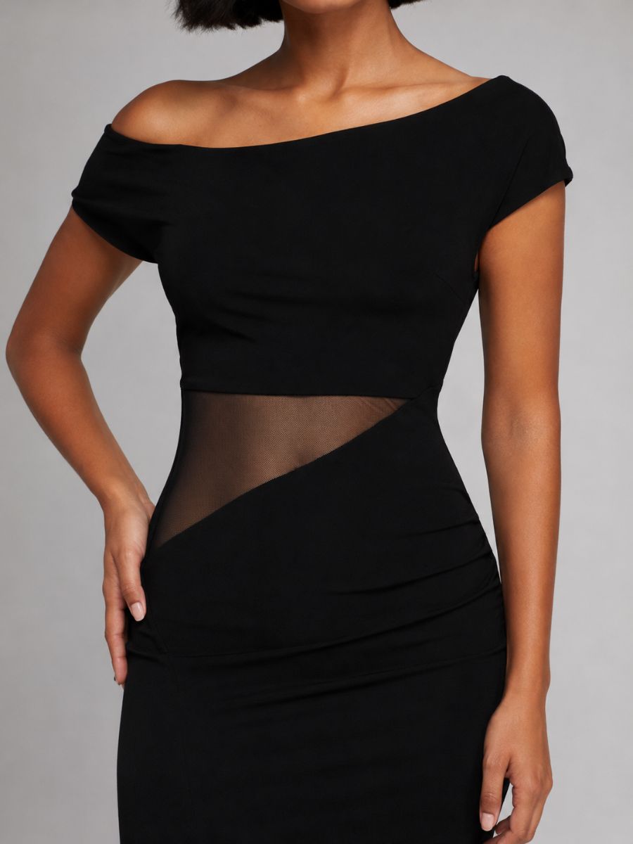 Veda Mesh Side Peep Midi Dress