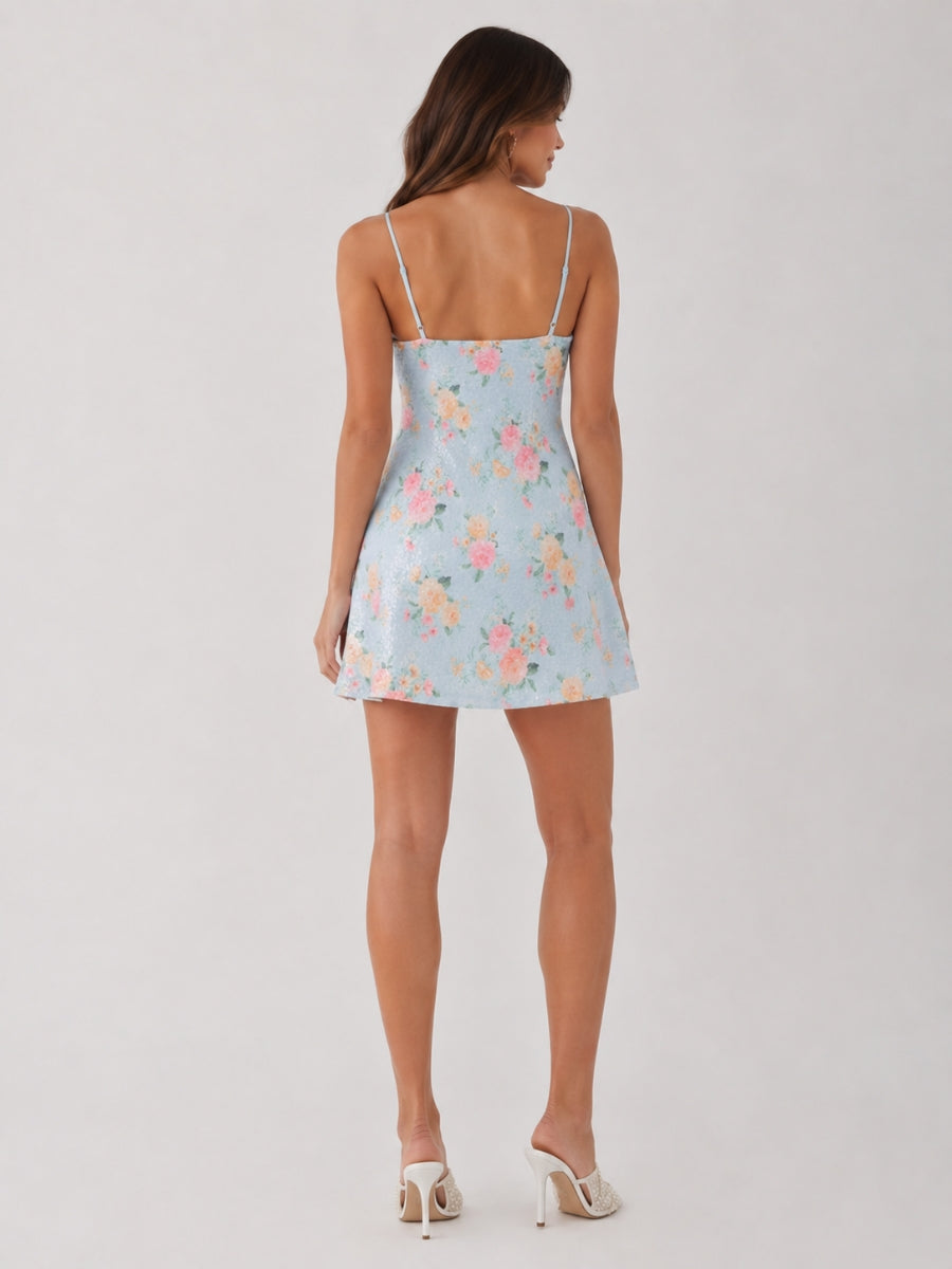Parker Sequin Floral Mini Dress