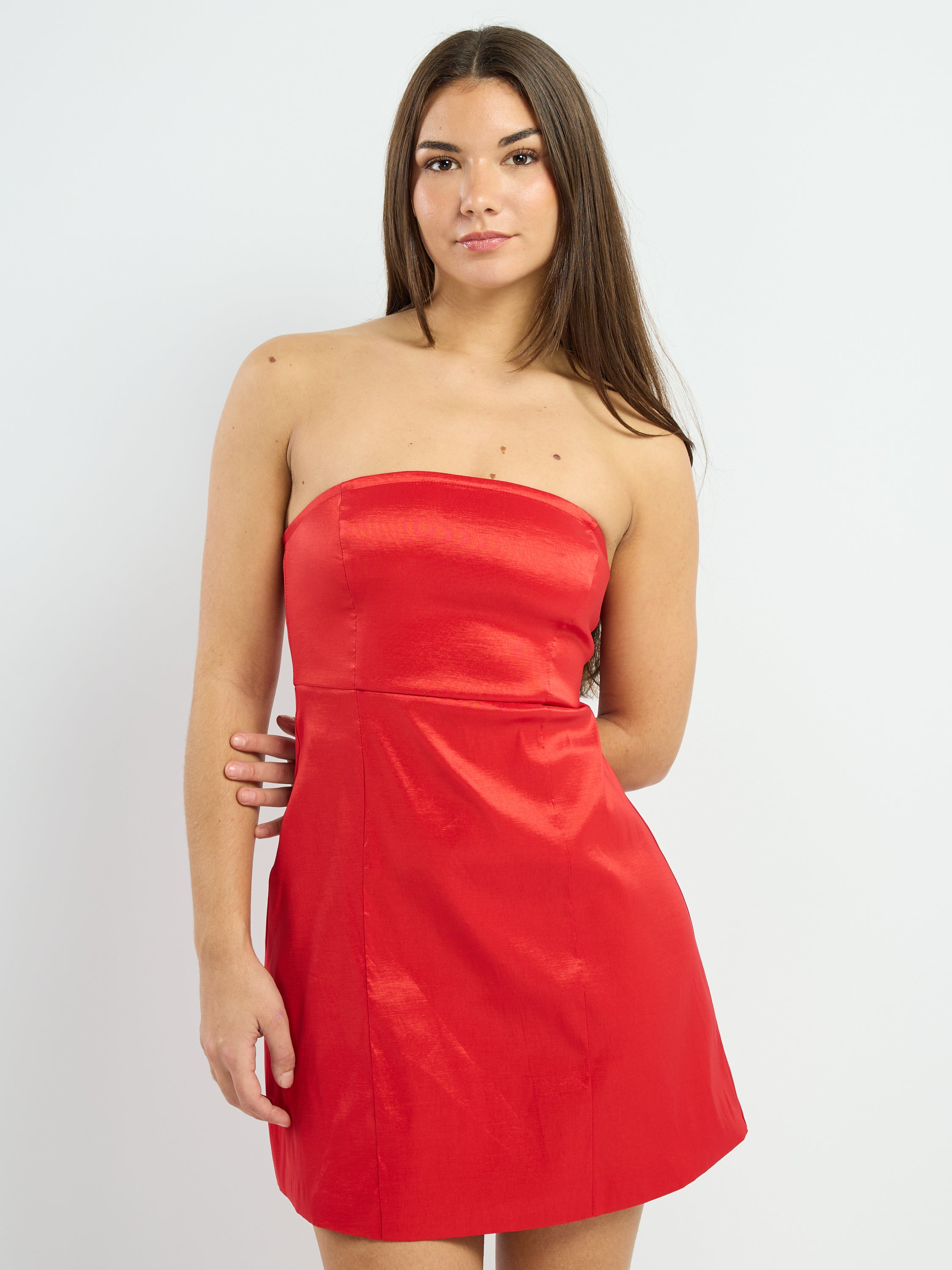 Chloe Strapless Taffeta Mini Dress