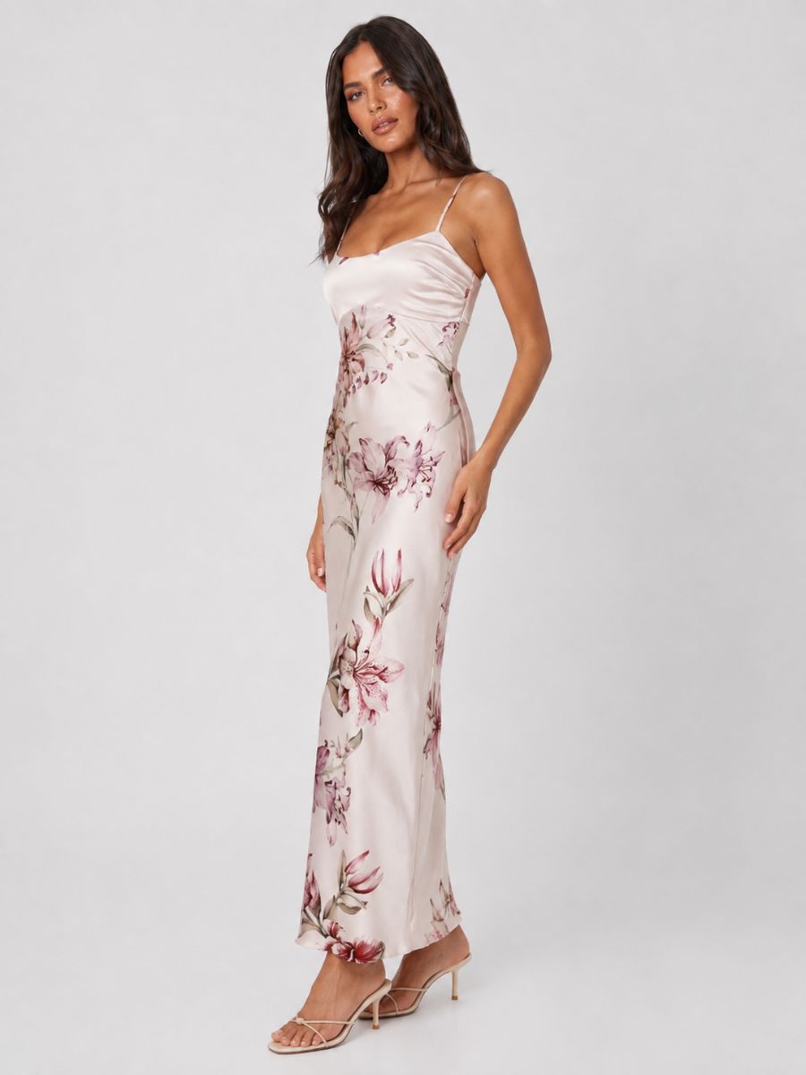 Gretchen Satin Print Maxi Dress