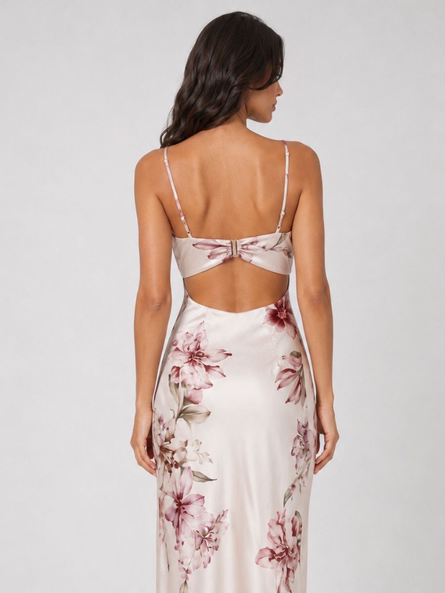 Gretchen Satin Print Maxi Dress