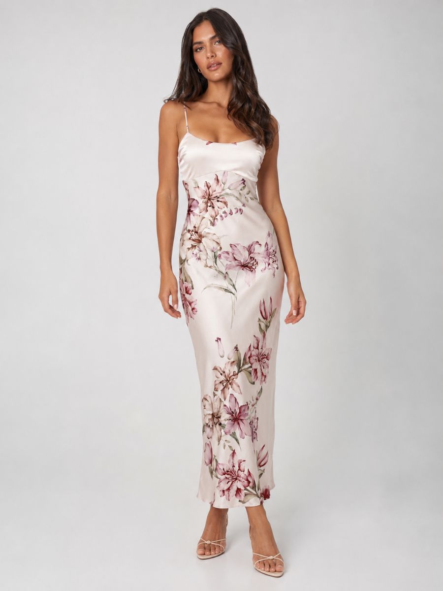Gretchen Satin Print Maxi Dress