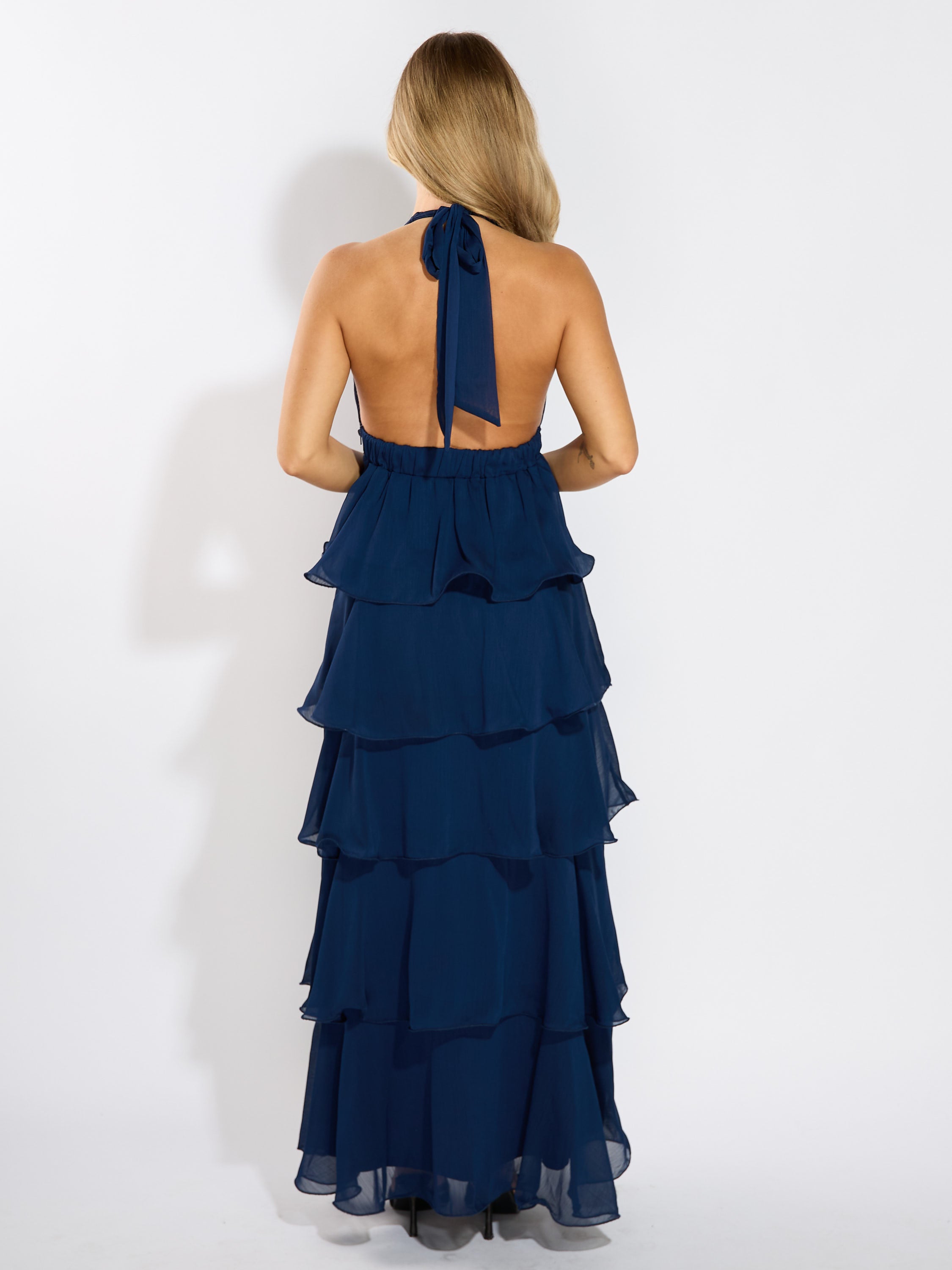 Nicole Halter Tiered Maxi Dress