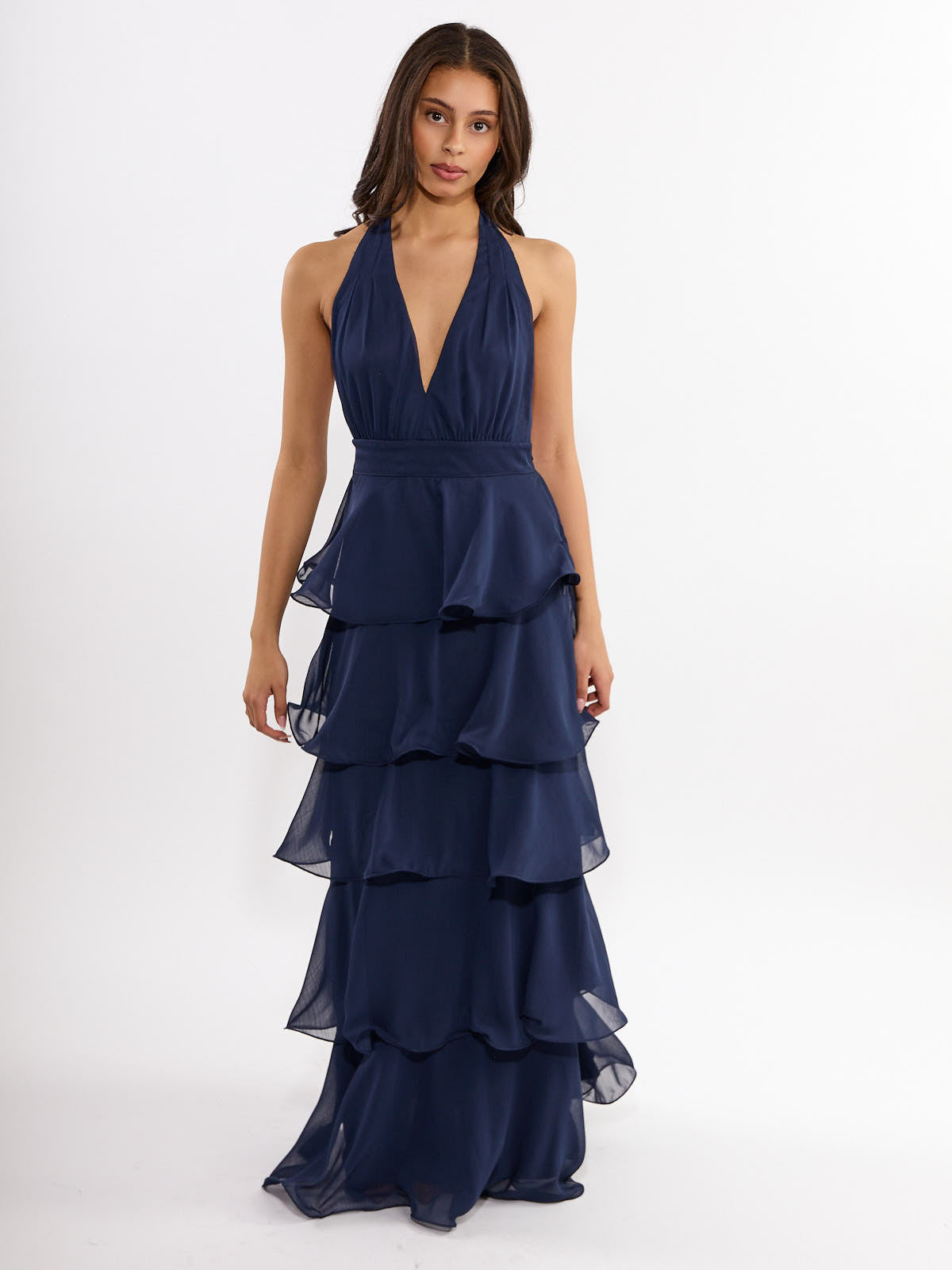 Nicole Halter Chiffon Maxi Dress