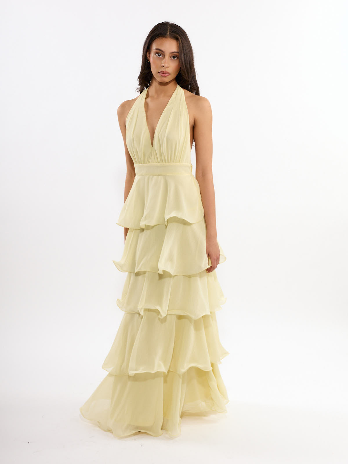 Nicole Halter Chiffon Maxi Dress