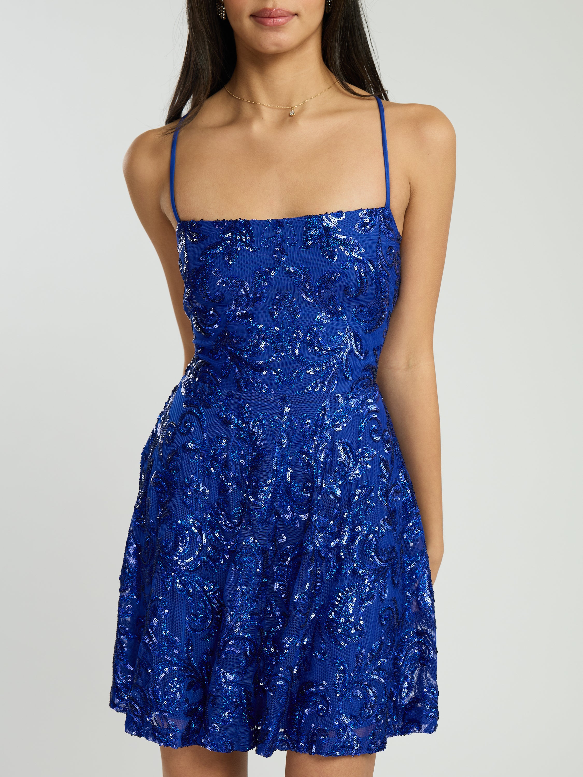 Jojo Sequin Fit + Flare Dress