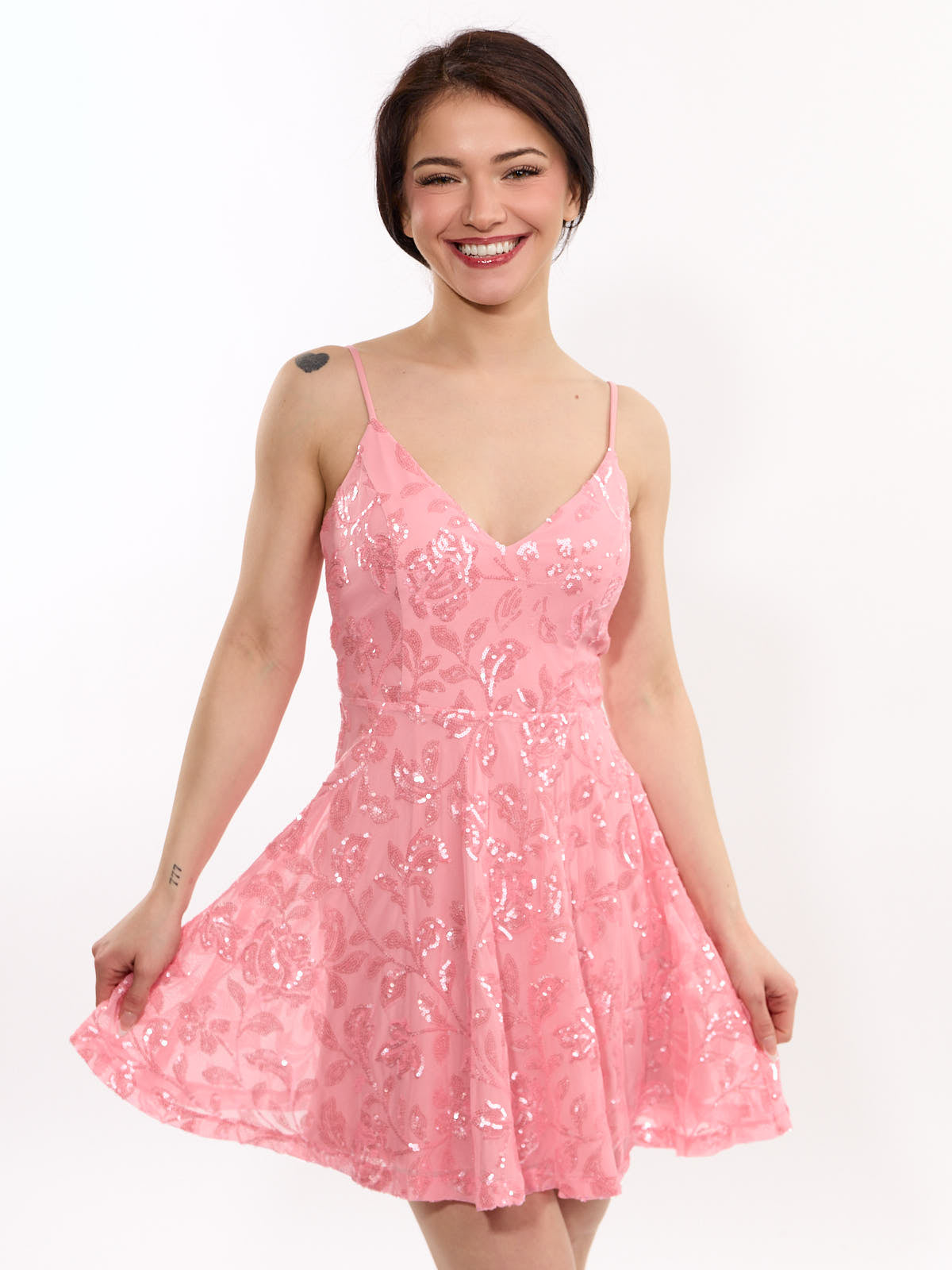 Giana Sequin V-Neck Mini Dress