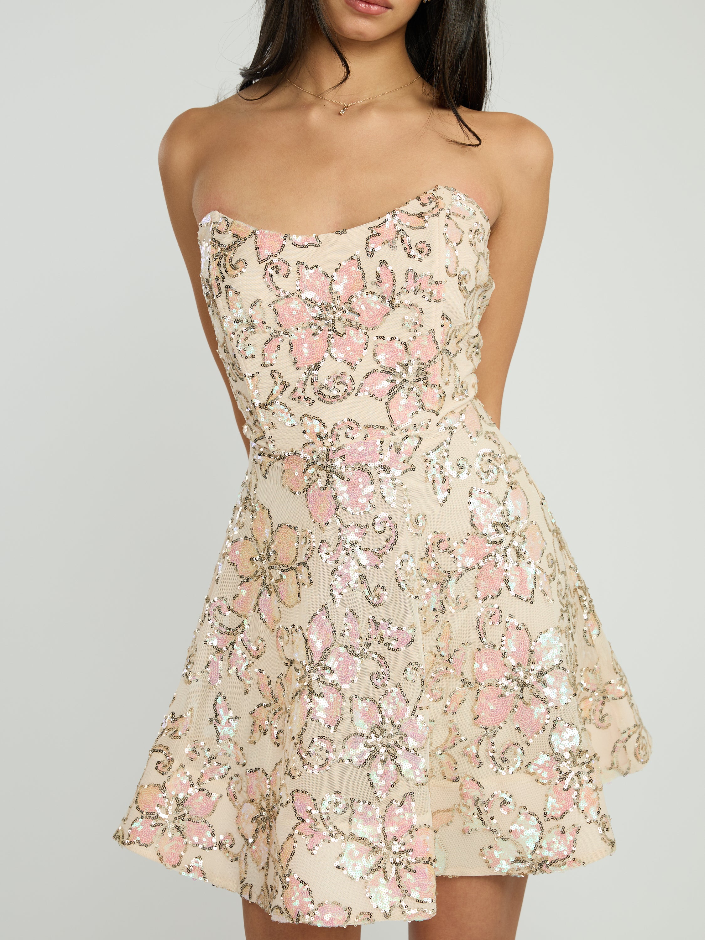 Golden Hour Strapless Flare Dress