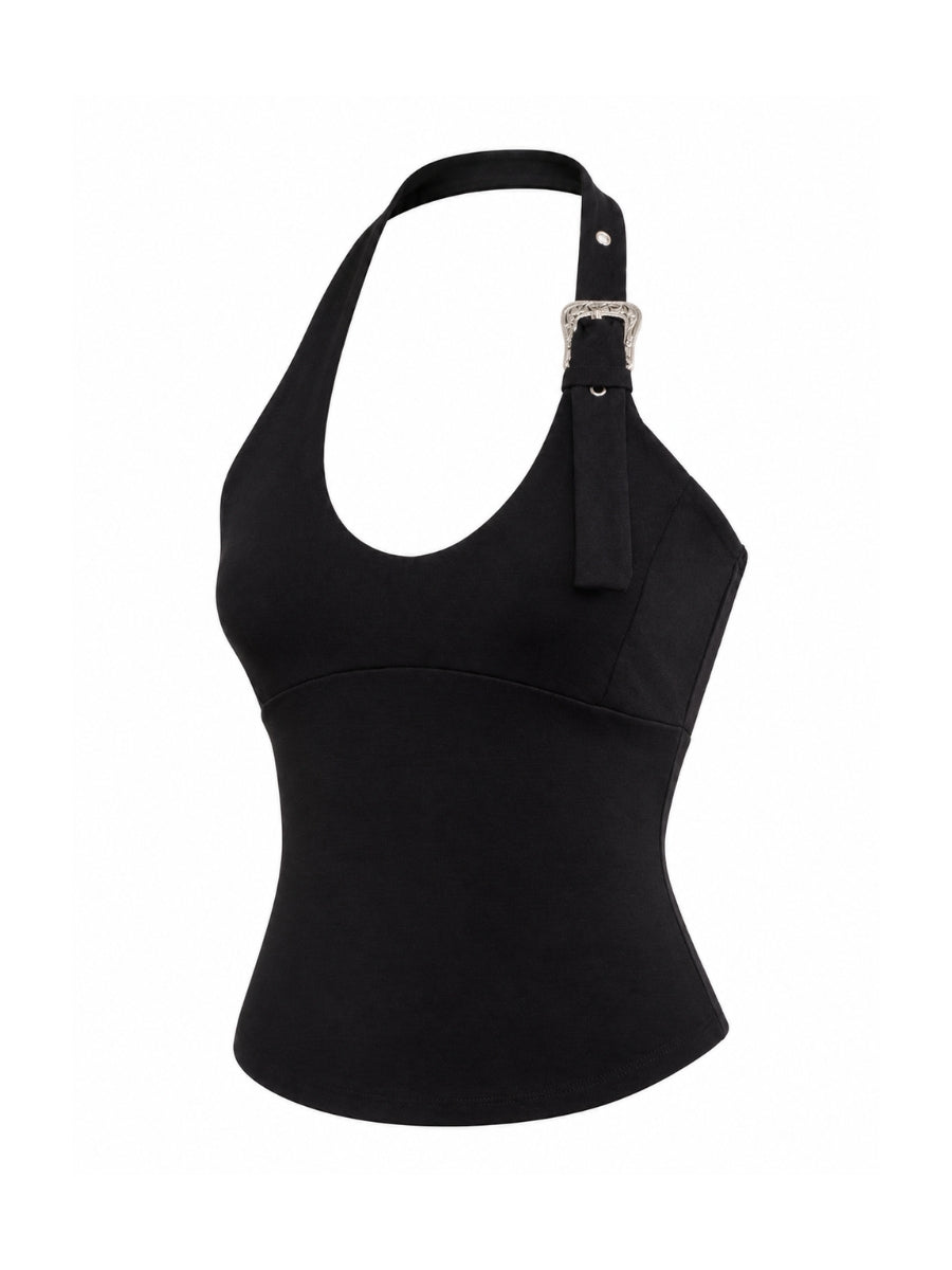 Sadie Halter Buckle Top