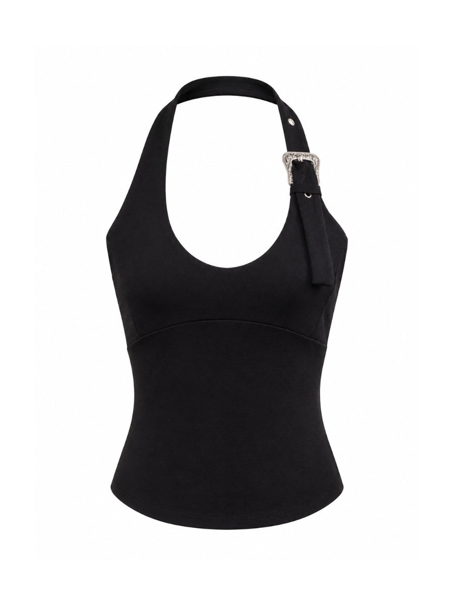Sadie Halter Buckle Top