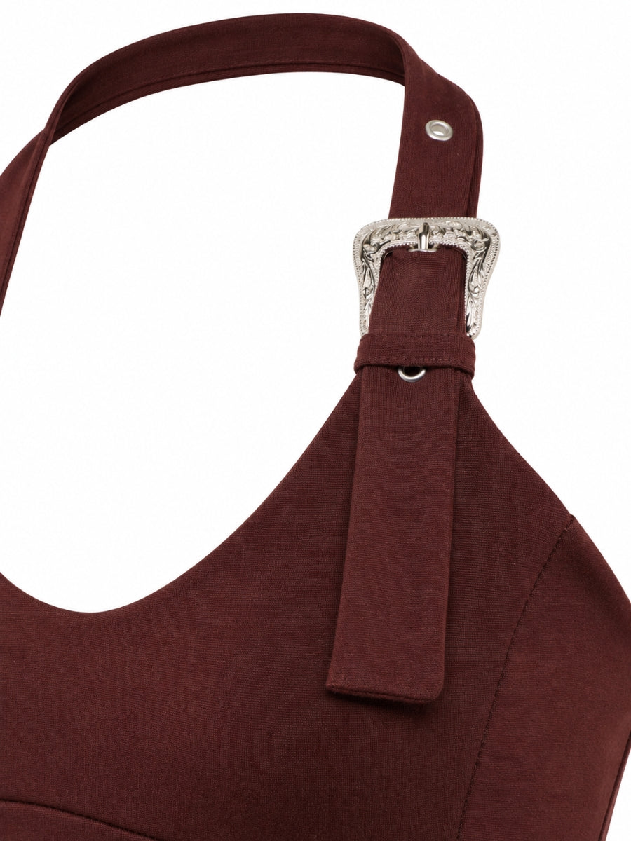 Sadie Halter Buckle Top