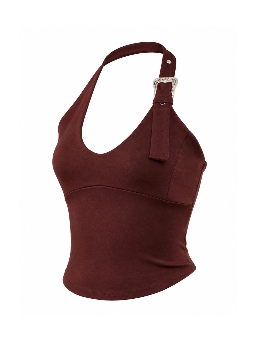 Sadie Halter Buckle Top