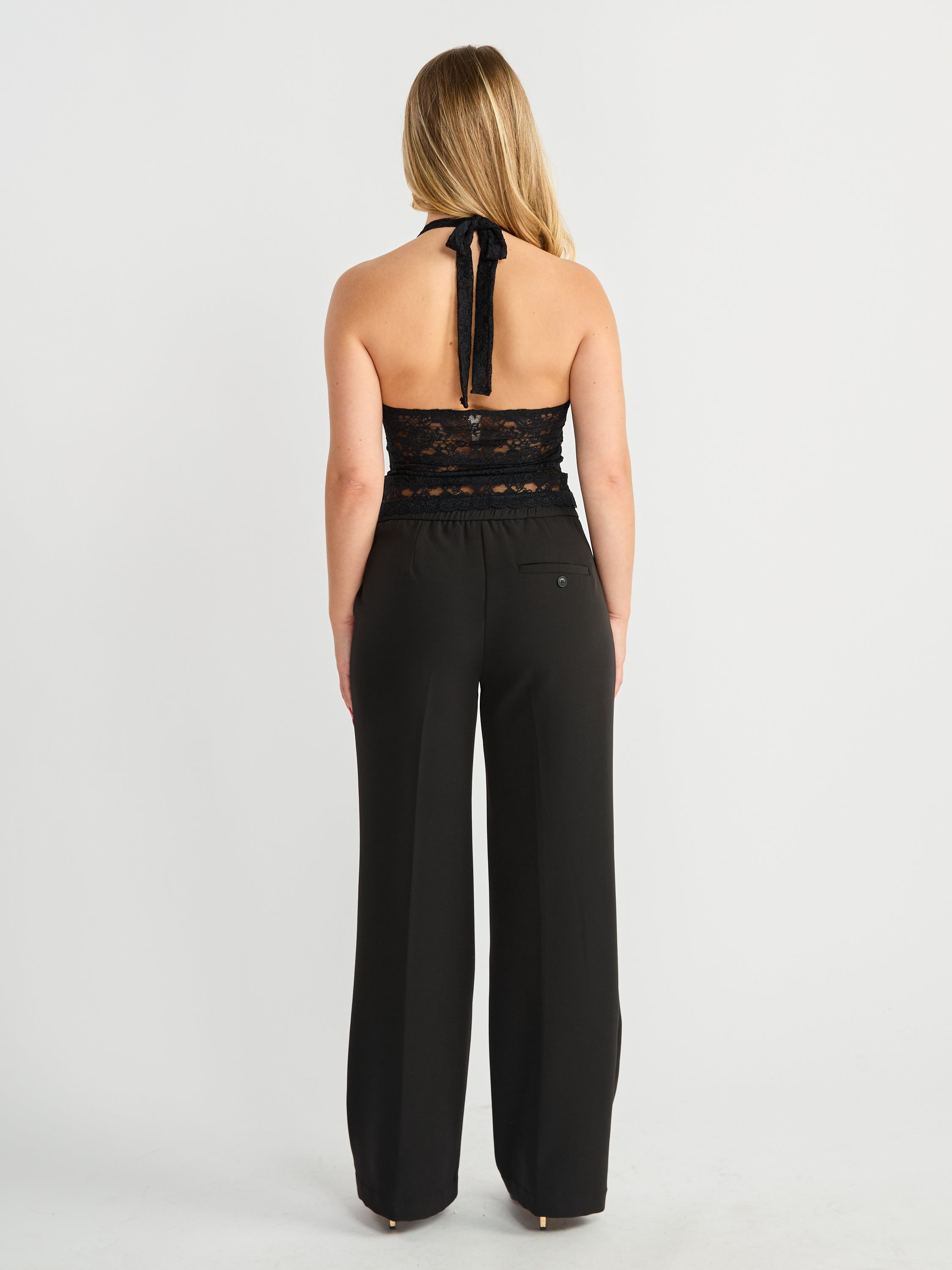 Lace Halter V-Neck Top