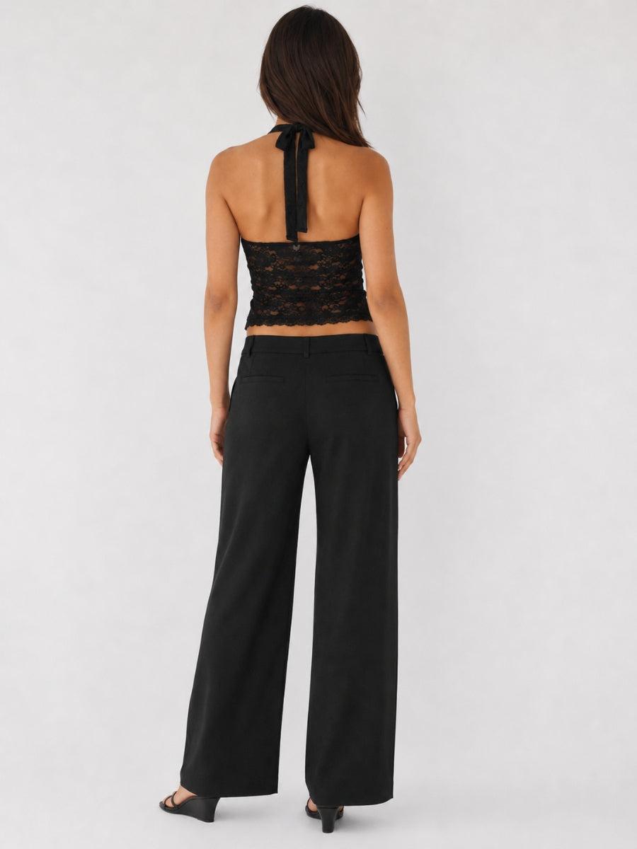 Lace Halter V-Neck Top