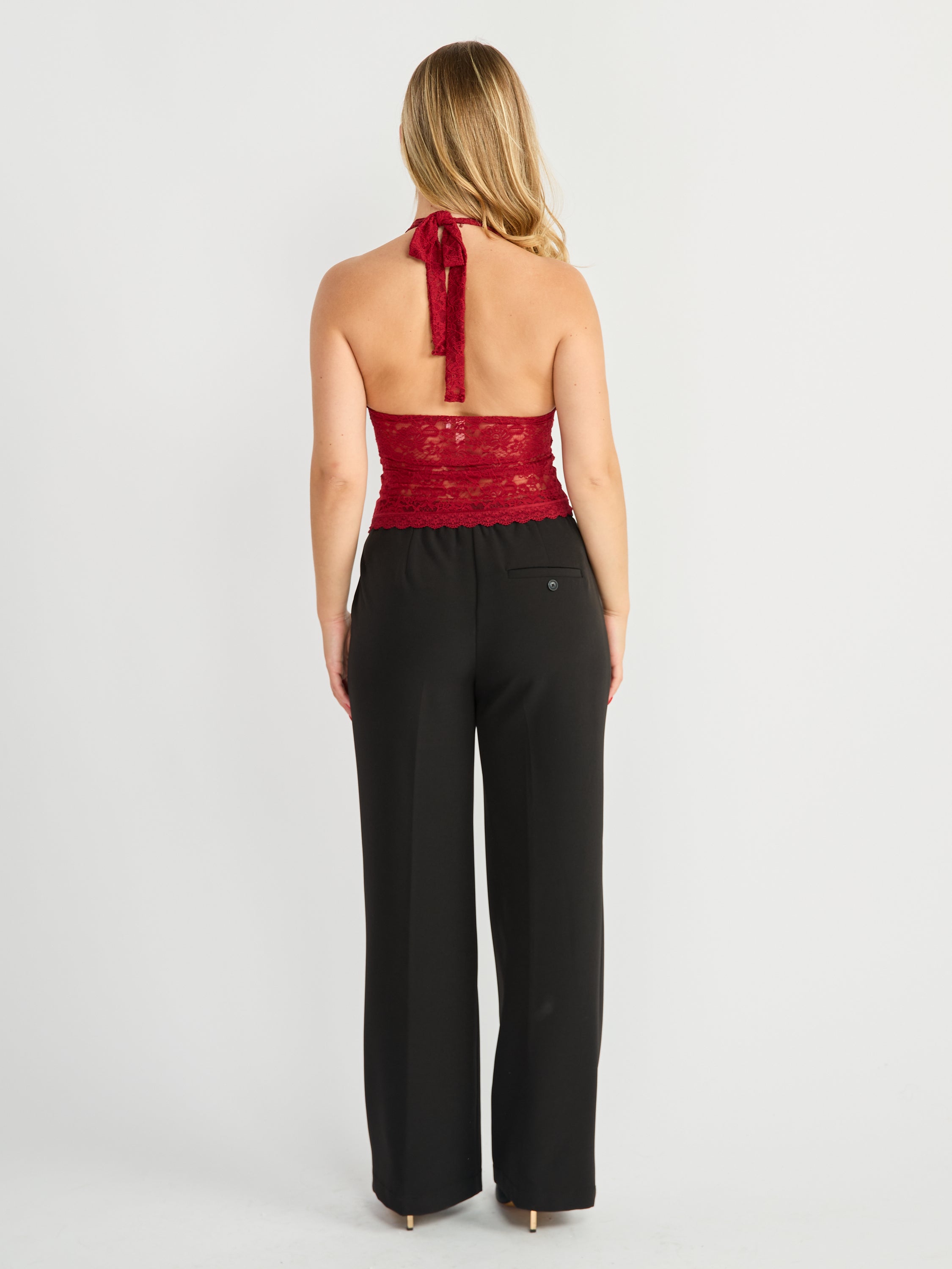 Lace Halter V-Neck Top