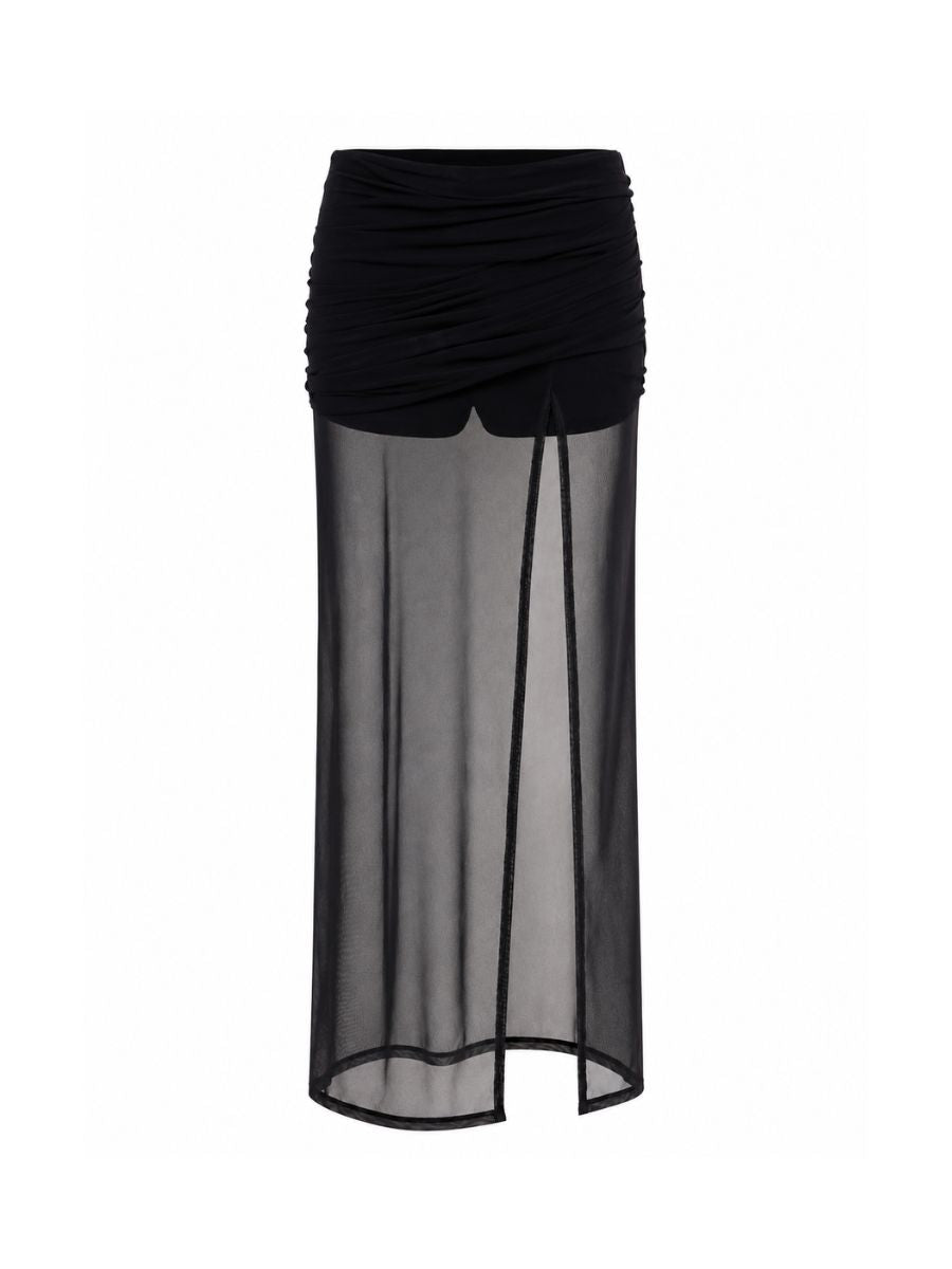 Mara Mesh Asymmetric Maxi Skirt