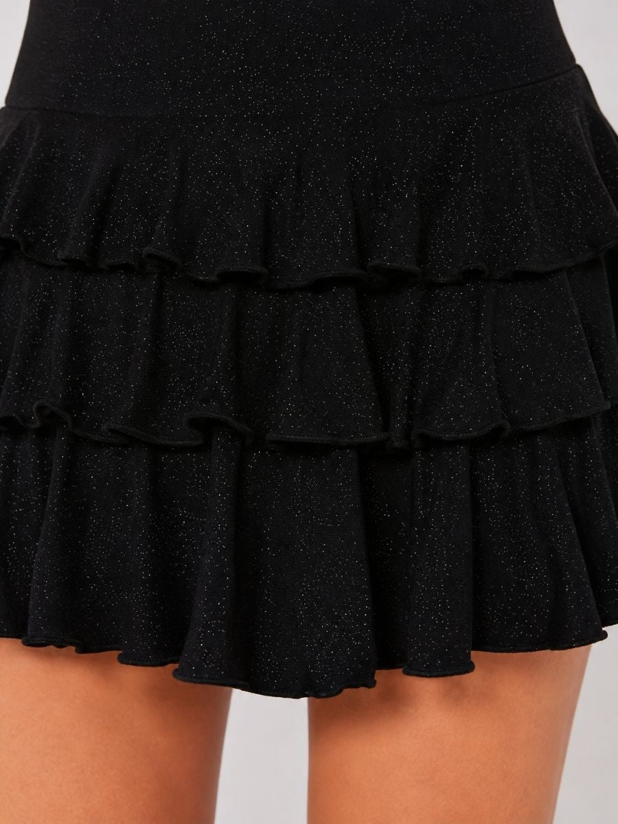 Ity Glitter Tiered Mini Skirt