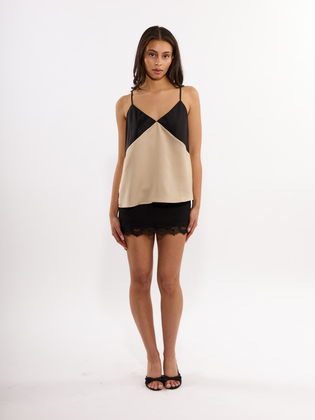 Nylon Ponte Skort with Lace Trim