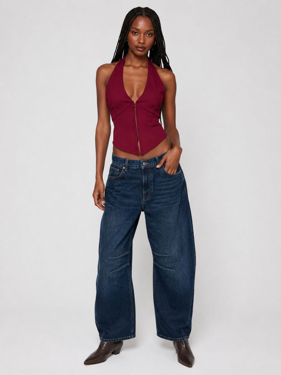 Pammie Ponte Front Hook Halter Top
