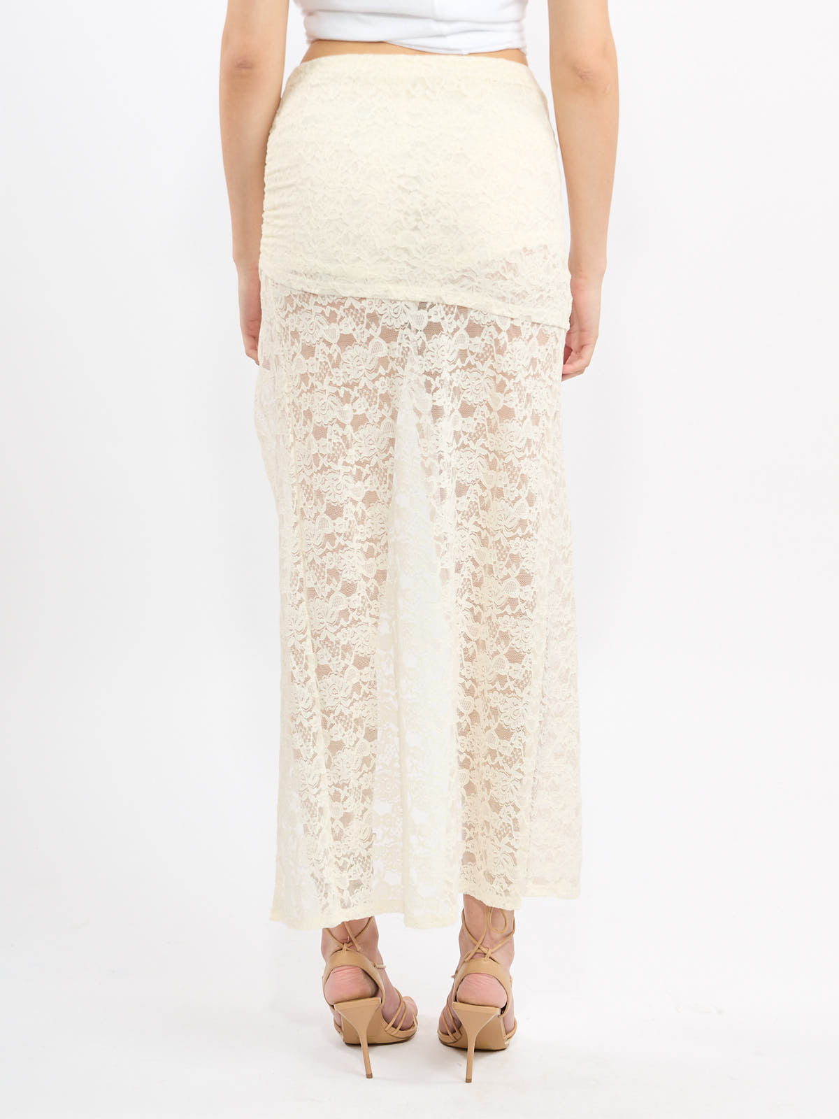 Mara Lace Asymmetric Maxi Skirt
