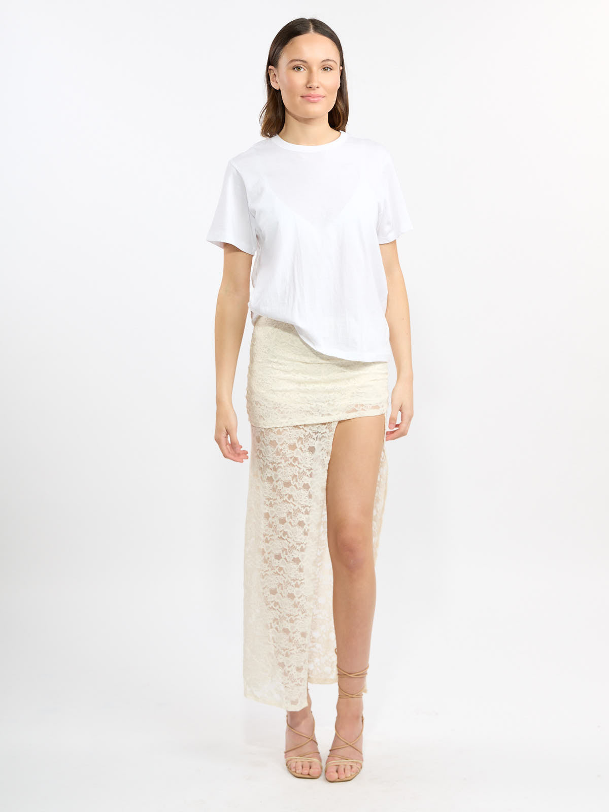 Mara Lace Asymmetric Maxi Skirt