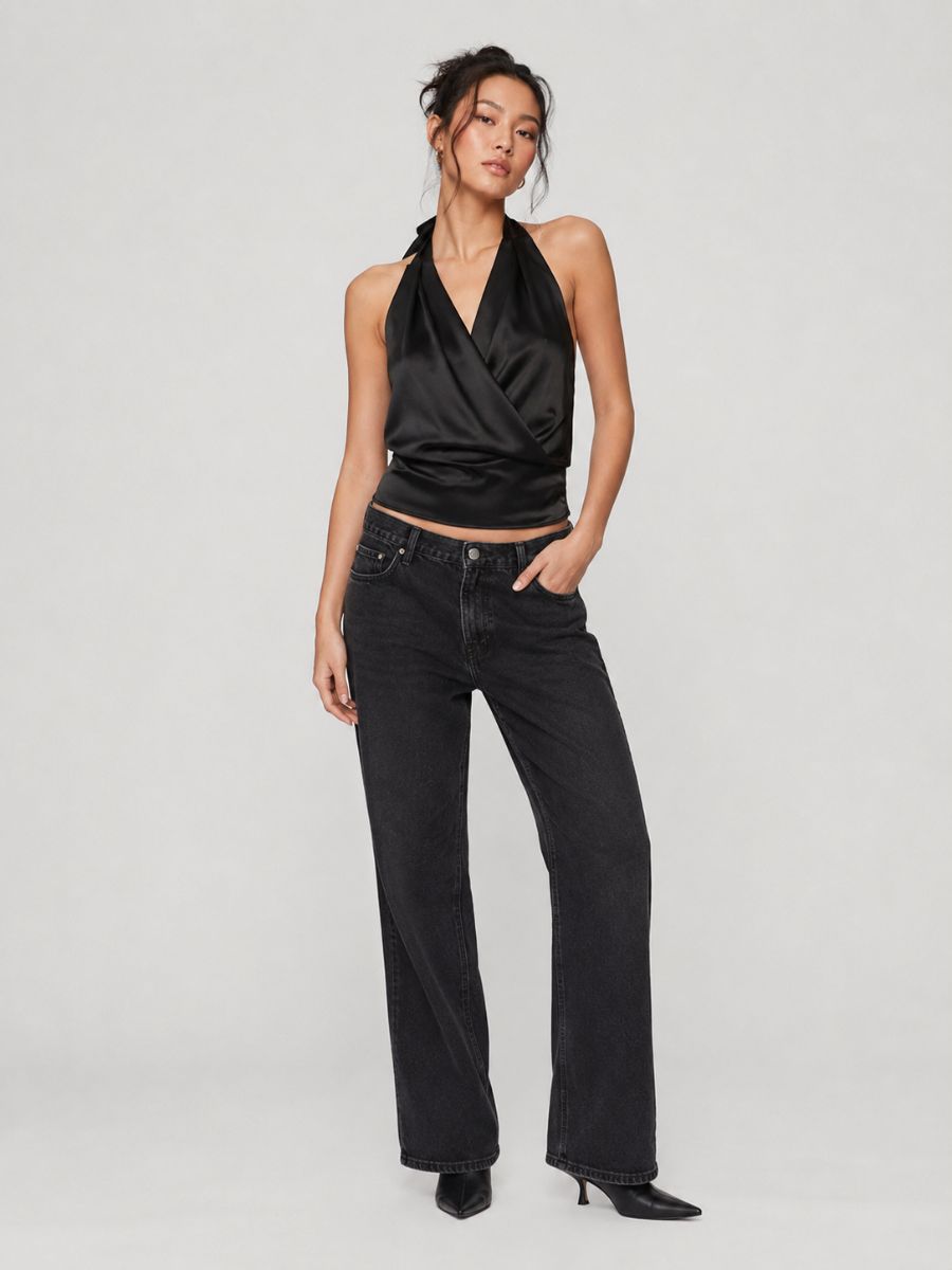 Marla Satin Sleeveless Halter Top